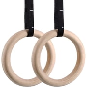 zhanglei111 Gymnastics Rings, 1.10 inch Wood Exercise Rings with Adjustable Straps for Pull Ups, Dips and Calisthenics, 2 Pack