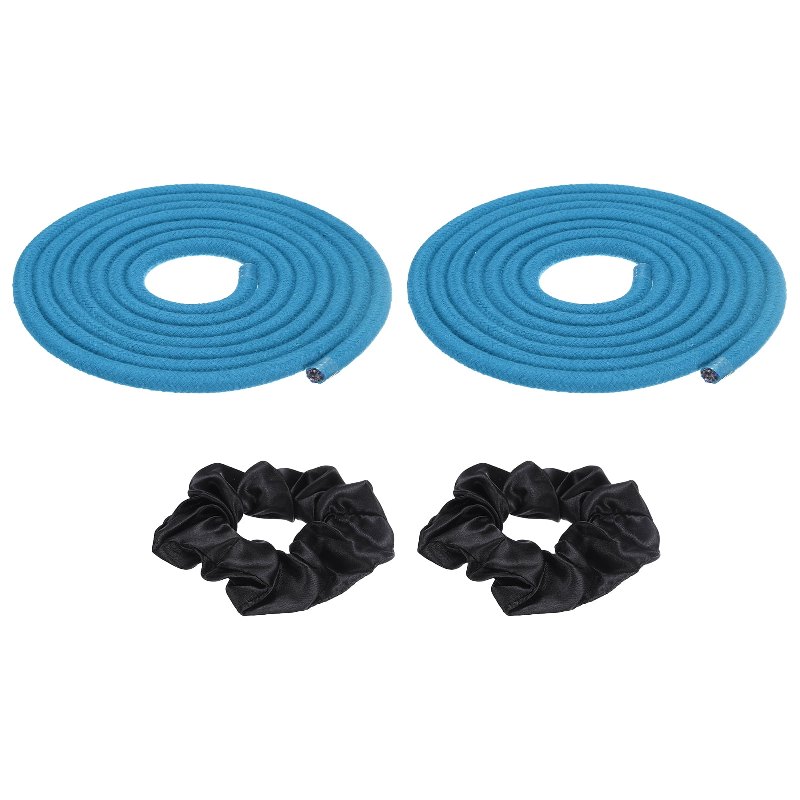 Gymnastics Rope, Exercise Fitness Aerobic Gymnastic Skipping, Rhythmic Gymnastics Arts Rope with Hair Tie 3 Meters& 2Pcs & Blue - Fit for (Fitness/Outdoor Activities/Yoga)