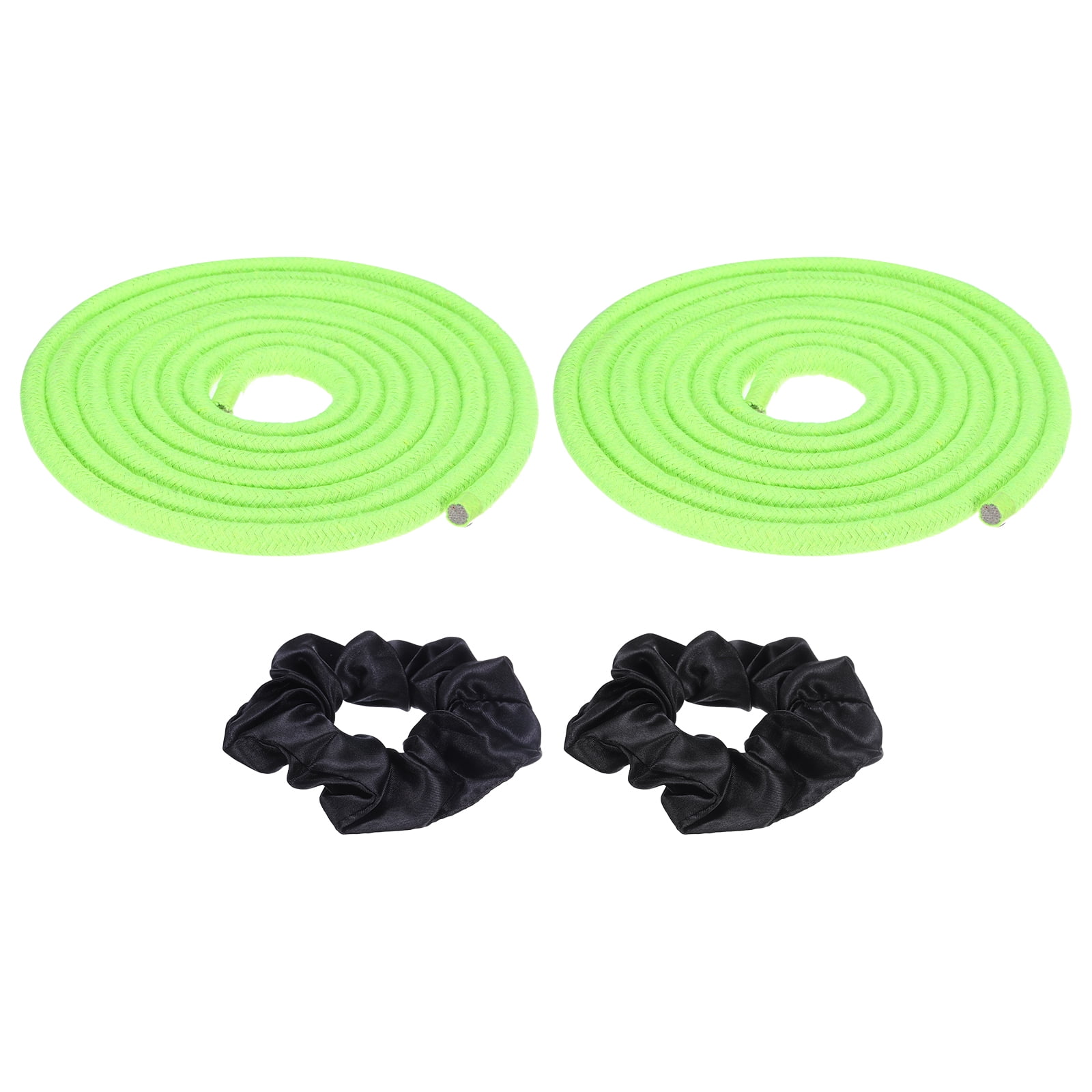 Gymnastics Rope, Exercise Fitness Aerobic Gymnastic Skipping, Rhythmic Gymnastics Arts Rope with Hair Tie 3 Meters& 2Pcs & Green - Fit for (Fitness/Outdoor Activities/Yoga)