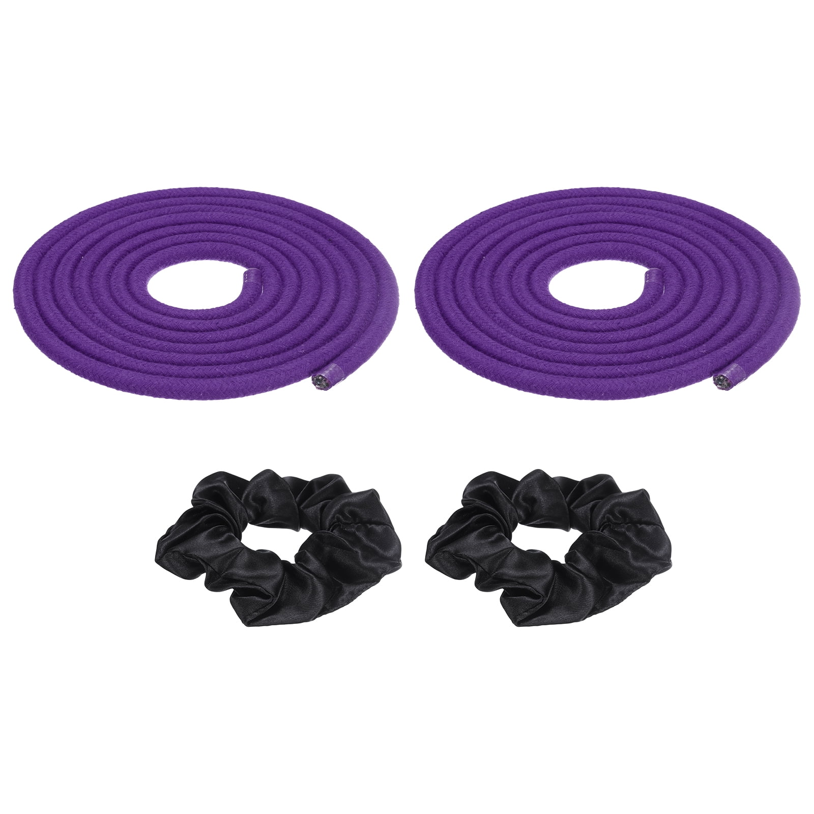 Gymnastics Rope, Exercise Fitness Aerobic Gymnastic Skipping, Rhythmic Gymnastics Arts Rope with Hair Tie 3 Meters& 2Pcs & Purple- Fit for (Fitness/Outdoor Activities/Yoga)