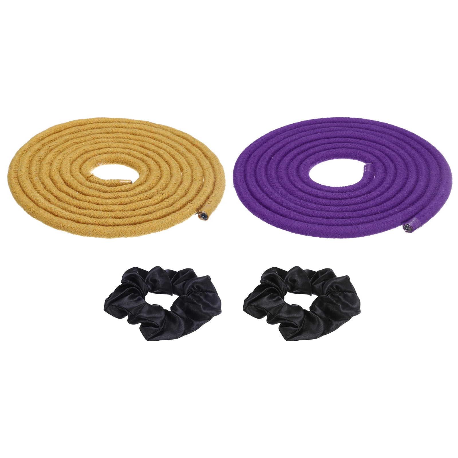 Gymnastics Rope, Exercise Fitness Aerobic Gymnastic Skipping, Rhythmic Gymnastics Arts Rope with Hair Tie 3 Meters& 2Pcs & Purple/Ginger - Fit for (Fitness/Outdoor Activities/Yoga)