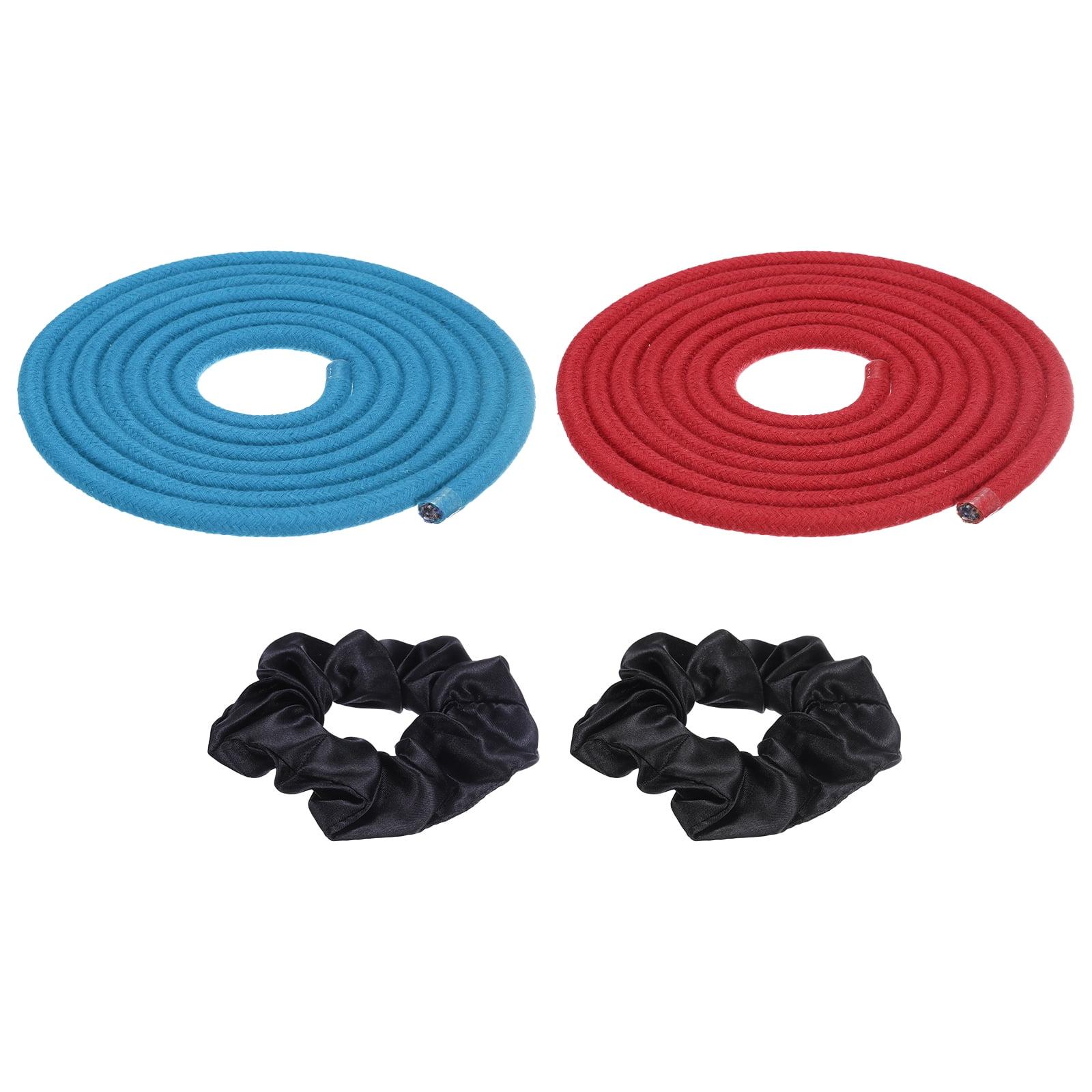 Gymnastics Rope, Exercise Fitness Aerobic Gymnastic Skipping, Rhythmic Gymnastics Arts Rope with Hair Tie 3 Meters& 2Pcs & Red/Blue - Fit for (Fitness/Outdoor Activities/Yoga)