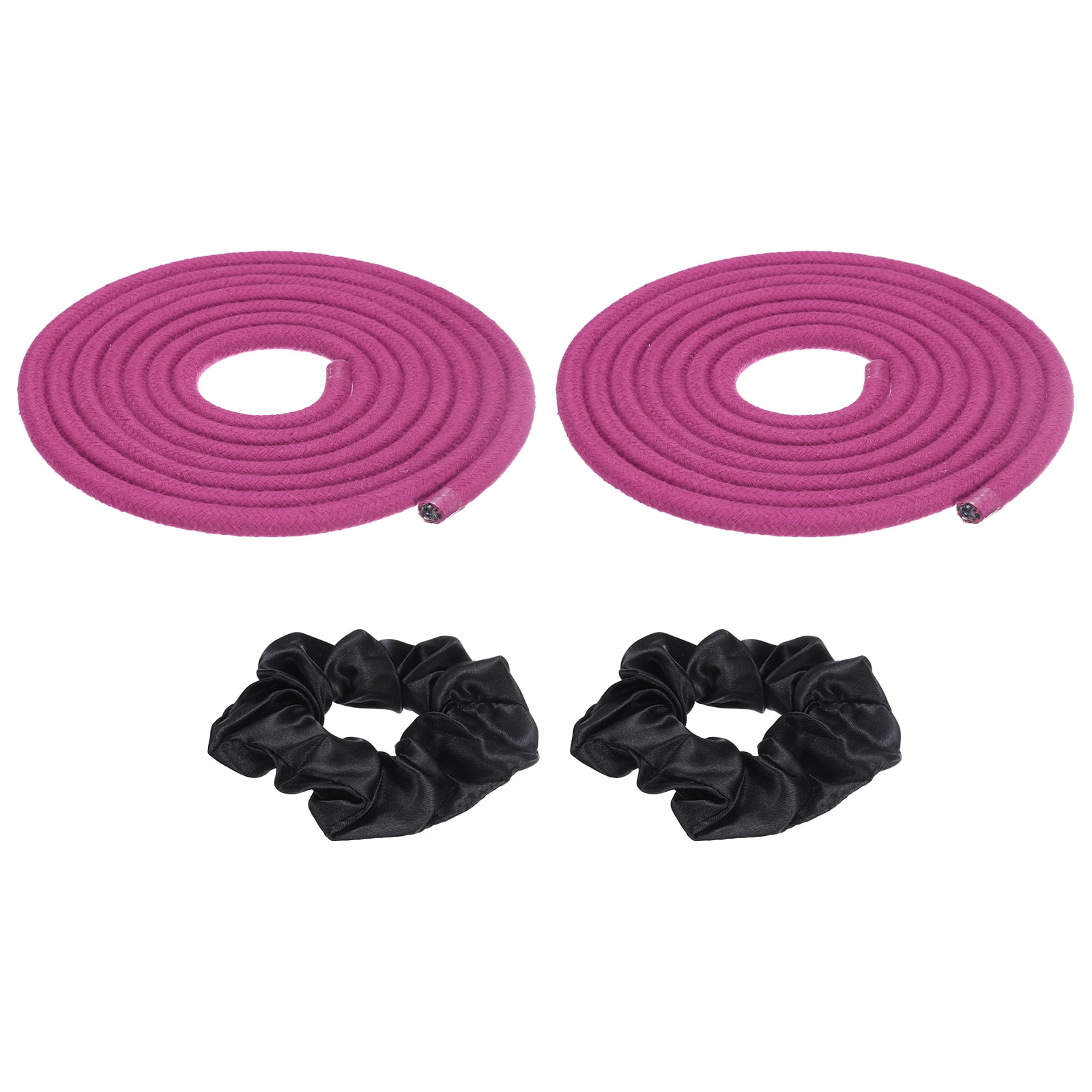 Gymnastics Rope, Exercise Fitness Aerobic Gymnastic Skipping, Rhythmic Gymnastics Arts Rope with Hair Tie 3 Meters& 2Pcs & Rose Red - Fit for (Fitness/Outdoor Activities/Yoga)
