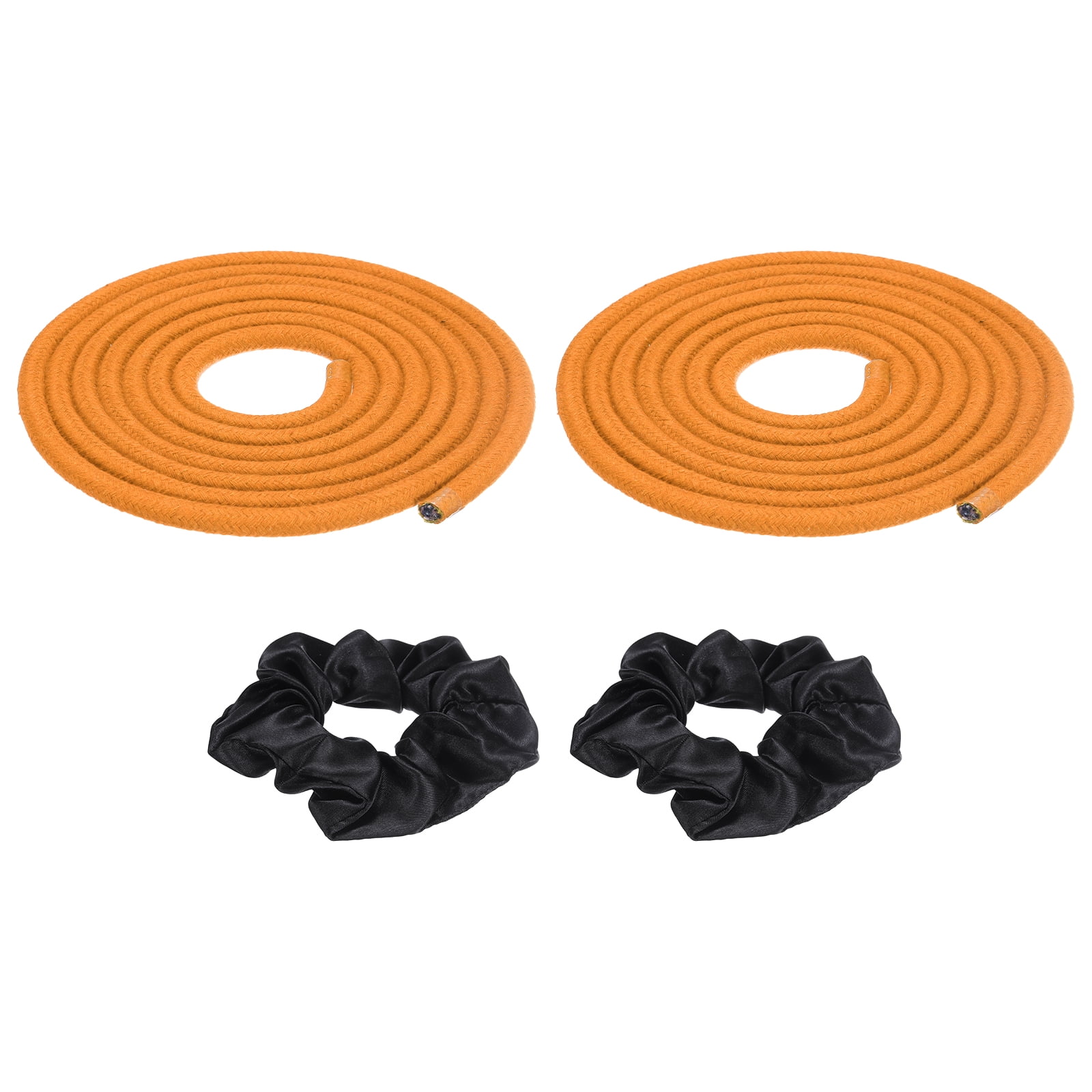 Gymnastics Rope, Exercise Fitness Aerobic Gymnastic Skipping, Rhythmic Gymnastics Arts Rope with Hair Tie 3 Meters& 2Pcs & Yellow - Fit for (Fitness/Outdoor Activities/Yoga)