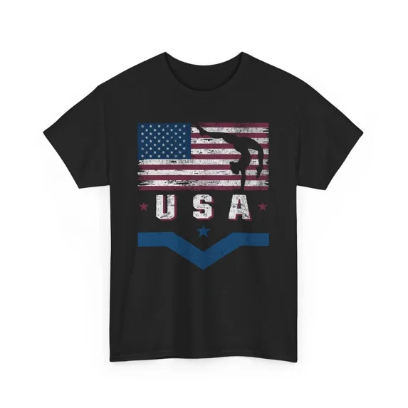 Gymnastics Sports Graphic Novelty USA National Colors Athlete Unisex T-Shirt, up to Size 5XL