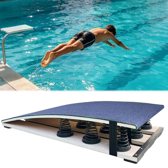 Gymnastics Springboard with 9 Heavy-Duty Springs, Textured Training Surface, Portable Jump Board for Vault Training and Poolside Diving Practice, 47.2 x 23.6 in, Blue
