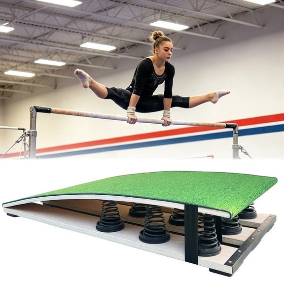 Gymnastics Springboard, 9-Spring Jump Training Board for Vault, Vertical Jump, Dunk & Long Jump, No Assembly, Freestanding, Green