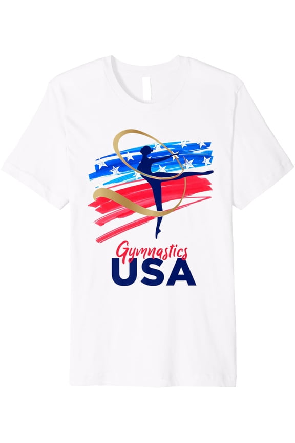 Gymnastics USA Support the Team Tshirt USA Flag Premium T-Shirt mens t shirt,white,women,funny,misfits,men,journey