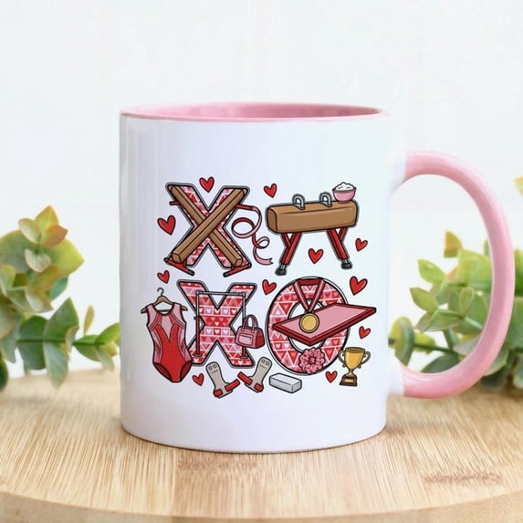 Gymnastics VaL1entine Mug, Gymnast Lover Gift, XOXO VaL1entine Mug, Gymnastics C1OACH Mug, VaL1entine's Day Gift for Gymnast, Cute VaL1entine Mug