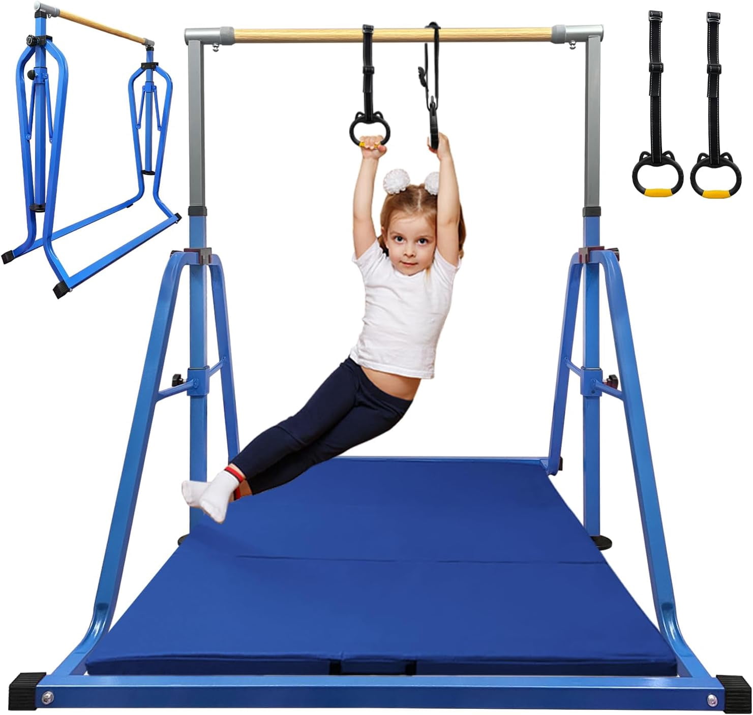 Gymnastics kip Bar,Height Adjustable 3' to 5' and Foldable Gymnastic