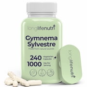 LongLifeNutri Gymnema Sylvestre 1000mg - Organic 201 Leaf Extract, 240 Vegetarian Capsules, 4-Month Supply, Herbal Supplement for Gut Health, GMP Certified, Made in USA
