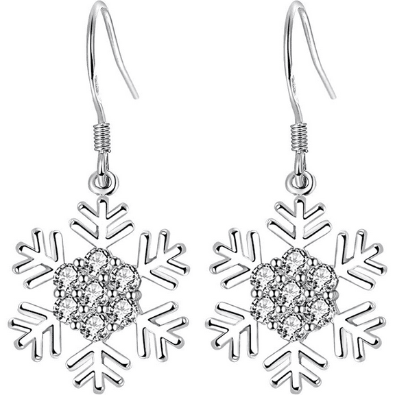 Gymnture 1 Pair Snowflake Earrings Dangle Drop Earrings Christmas Earrings Jewelry