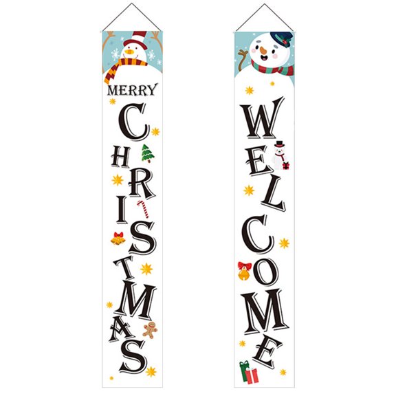 LABSERRON 1Set Pastel Party Decorations Christmas Porch Banner Sign Assorted Color Festive Door Hanging