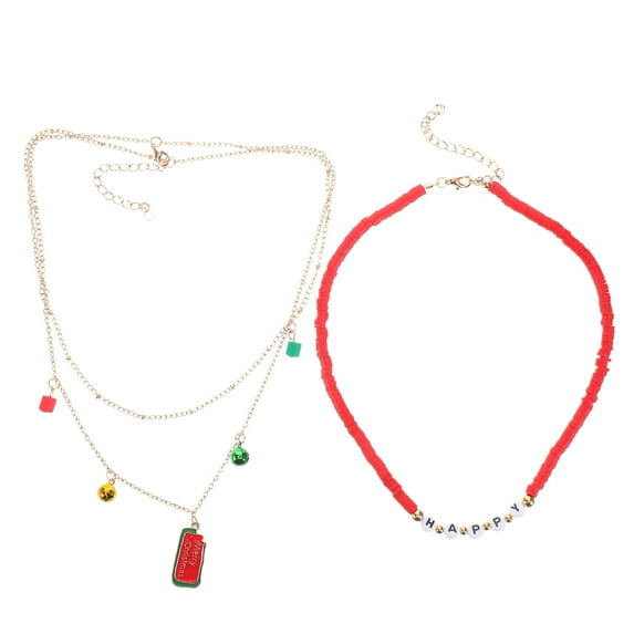 Gymnture 1 Set Christmas Beaded Necklace Merry Christmas Necklace Holiday Charms Choker Layered Necklace Xmas Necklace Trendy Necklace Women Festive Greeting