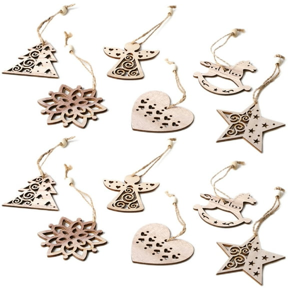 Gymnture 1 Set Christmas Wooden Cutouts Wood Slices Wood Chips Xmas Decorations Home Hanging ornaments