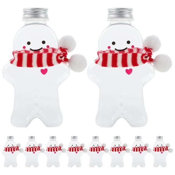 Gymnture 10 Christmas Gingerbread Man Juice Bottles with Scarf - Red/White