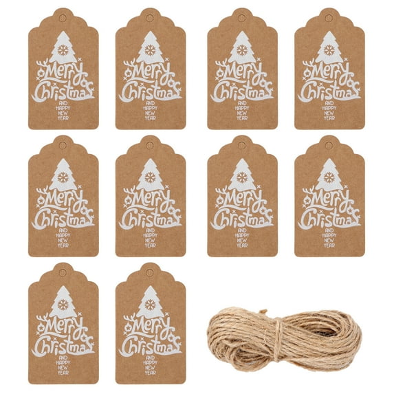Gymnture 100 Kraft Paper Christmas Gift Tags with Rope
