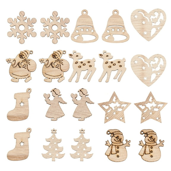 Gymnture 100Pcs Christmas Wooden Cutout Slices for Tree Decoration