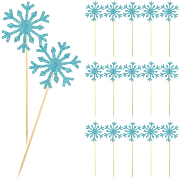 100Pcs Snowflake Cake Picks for Cupcake Toppers and Decor Birthday Party Supplies