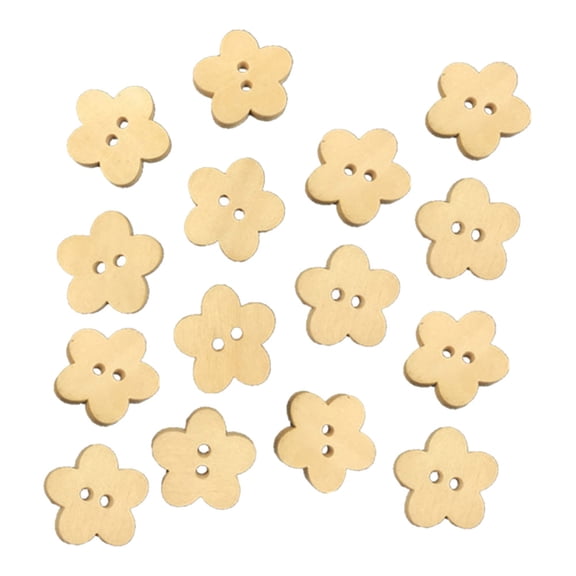 FRCOLOR 100pcs Khaki Flower Wooden Buttons for DIY Crafts and Sewing Clothes Durable Synthetic Material