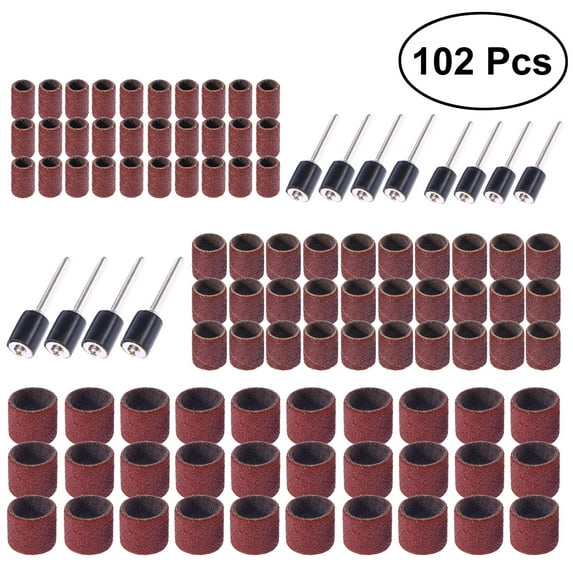 Gymnture 102pc Sanding Drum Set w/ 90pc Band Sleeves 12pc Mandrels Rotary Tool 80 Grit