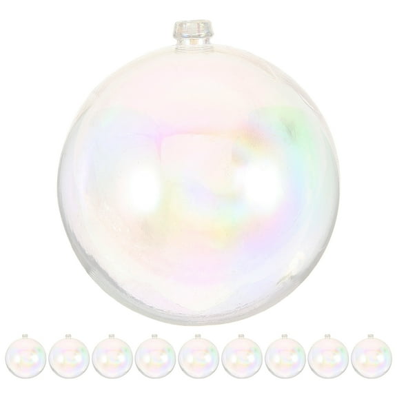 Gymnture 10pcs Clear Iridescent Ornament Balls for Christmas Tree Shatterproof Hanging Baubles DIY Fillable Plastic Bubble Decorations for Holiday Party Wedding Birthday