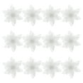 thumbnail image 1 of Gymnture 12Pcs Glitter Poinsettia Flowers for Xmas Tree and Wreath, White, 1 of 10