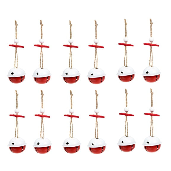 Gymnture 12pcs Christmas Bell Decorations with Lanyard for Tree Hanging