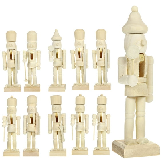 Gymnture 12pcs Unpainted Nutcracker Soldier Figurines for Christmas DIY Decor