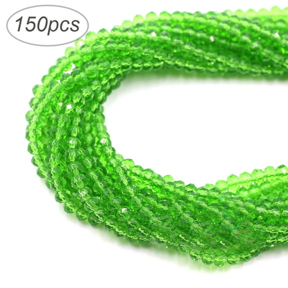 Gymnture 150pcs DIY Faceted Rondelle Glass Crystal Beads for Jewellery Necklace Bracelet Making 3x4mm (Green)