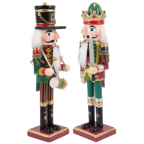 Gymnture Set of 2 Christmas Nutcracker Figurines Wooden Soldier Ornaments Holiday Xmas Collectible Decor