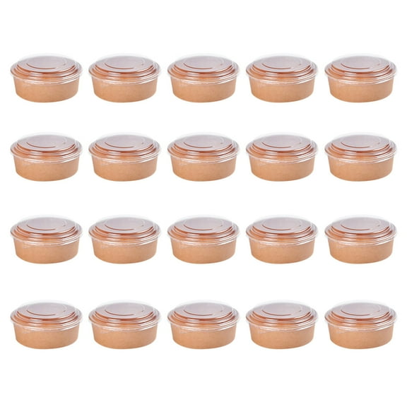 Gymnture 20 Kraft Paper Bowls w/ Lids 16oz Round Containers for Meal Prep & Salad