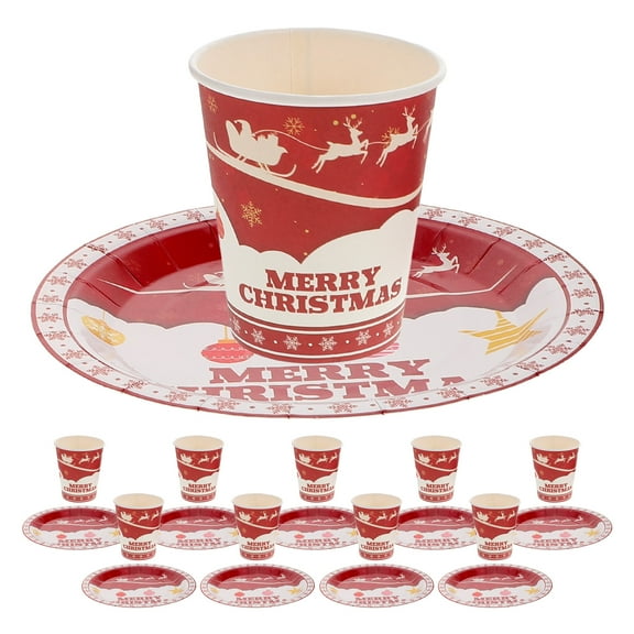 LABSERRON Holiday Celebrations Red Paper Plates 20Pcs Winter Christmas Supplies