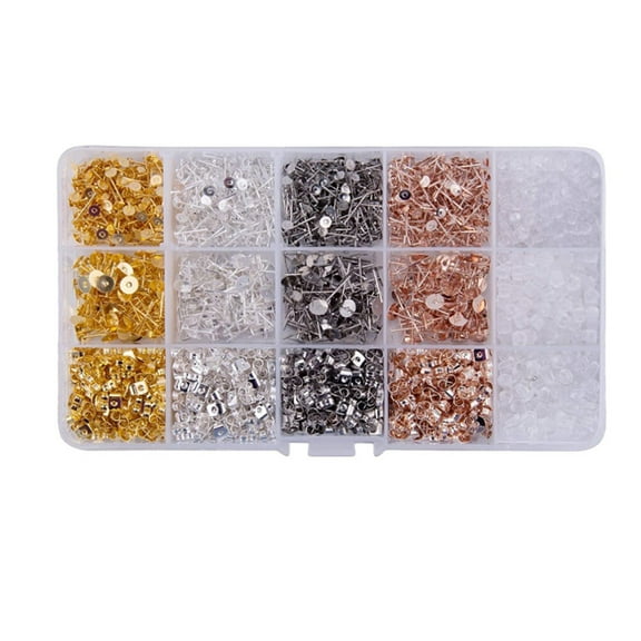 Gymnture 2600pcs Stainless Steel Earring Posts with Backs for Jewelry Making