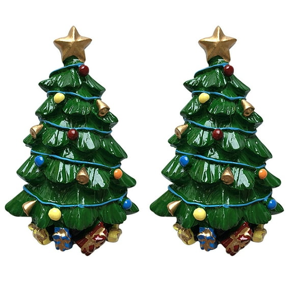 Gymnture 2Pcs Christmas Fridge Magnets 3D Xmas Tree Decor Resin Stickers