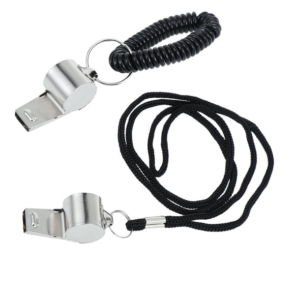 Gymnture 2Pcs Lanyard Metal First Aid Whistles Stainless Steel Whistles for Football and Officials
