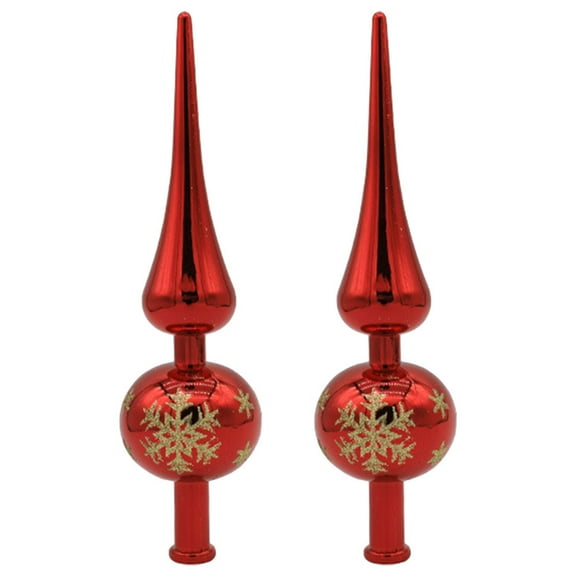 LABSERRON Red Plastic Tree Topper for Retail Space Decoration 2Pcs 9.1X2.4X2.4In