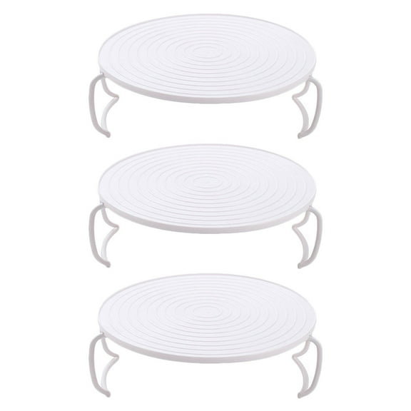 Gymnture 3-Piece Microwave Plate Stacker Rack with Handle, Multi-Functional Kitchen Tray Organizer
