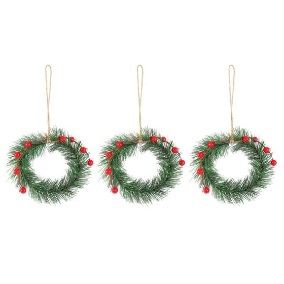 Gymnture 3pcs Christmas Pine Wreaths Red Berry Garlands Xmas Hanging Decor