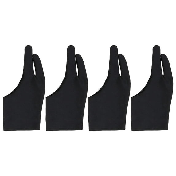 Gymnture 4 Pcs Two Finger Drawing Glove Artist's Drawing Anti-Fouling Glove Sketch Painting Glove - Size L (Black)