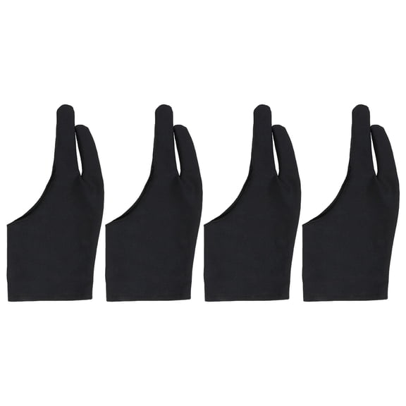 Gymnture 4-Piece Artist Drawing Gloves Set, Two-Finger Anti-Smudge Sketching and Painting Gloves, Size L, Black