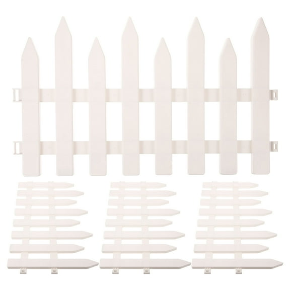 Gymnture 4 Pcs White Plastic Garden Fence for Lawn and Flowerbeds