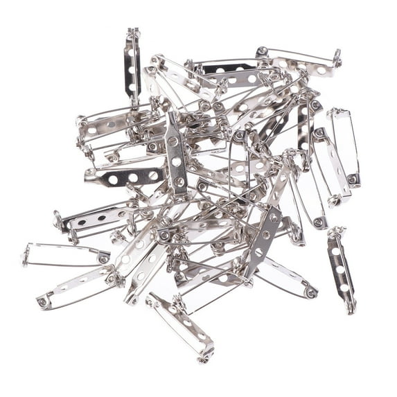 Gymnture 40Pcs Silver Brooch Pin Backs with Lock for DIY Jewelry