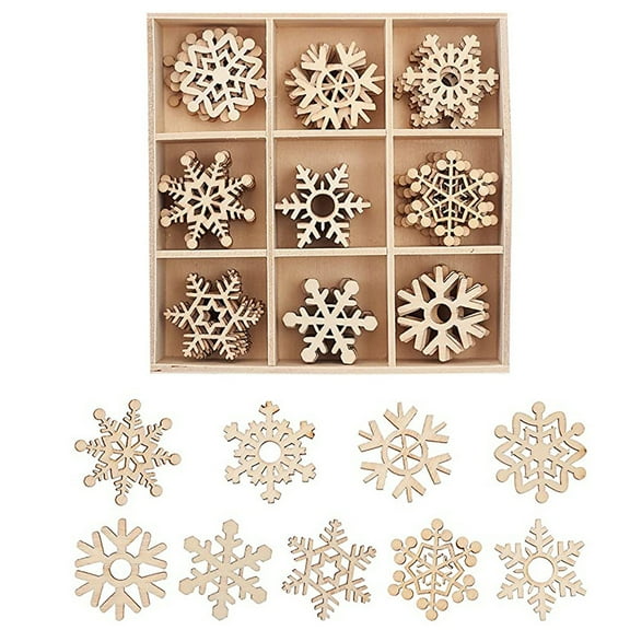 Gymnture 45pcs Wooden Christmas Snowflake Cutouts for Decoration and Gifts