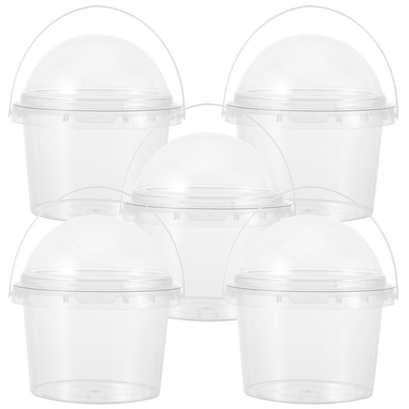 Gymnture 5 Clear Plastic Buckets with Dome Lids 500ml