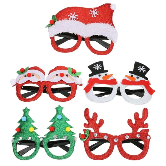 Gymnture 5 Pairs Creative Christmas Eyeglasses Frames Funny Christmas Glasses Props
