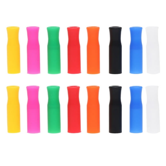 Gymnture 50pcs Reusable Straw Tips, Silicone & Stainless Steel Covers