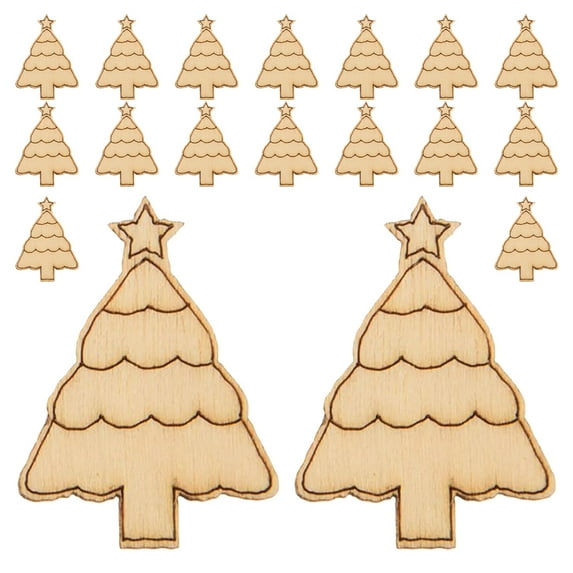 Gymnture 50pcs Wooden Christmas Tree Ornaments Unique Diy Holiday Decorations Unfinished Blank Tree Cutouts Paint Your Own Christmas Tree Wood Slices