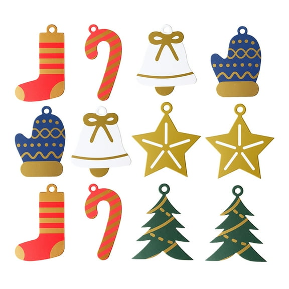 Gymnture 60pcs Gift Message Card Christmas Tree Decoration Card Decorative Paper Tag with Hole