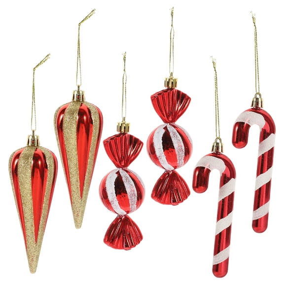 LABSERRON 6-Pack Plastic Candy Cane Hanging Ornaments for Christmas Tree Holiday Decorations and Festive Xmas Decor